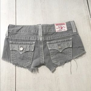 True Religion Joey Cut Off Grey denim shorts